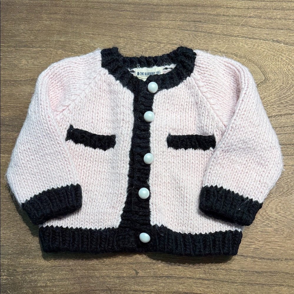 Charming Kids Pink and Black Knit Cardigan